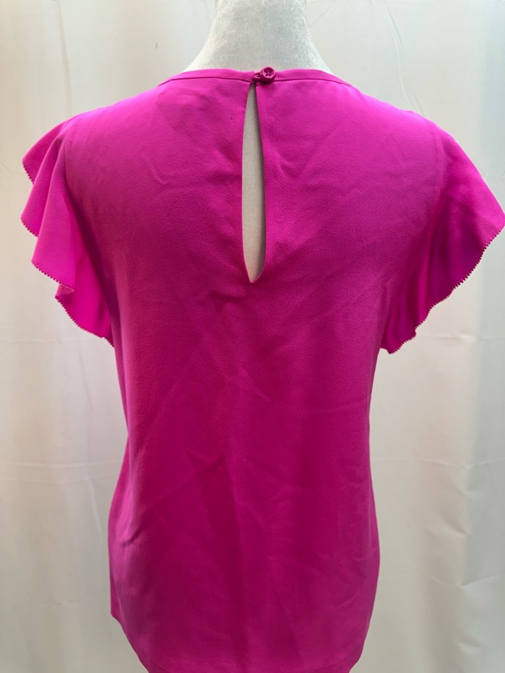 Kate Spade Silk Bright Pink Flutter Sleeve Blouse Top 2 - Picture 3 of 4